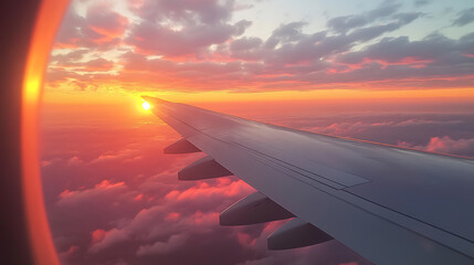 Obraz premium Outside the plane, wallpaper, the colorful view of the sky outside the plane