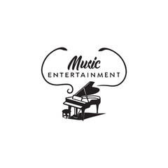 A design with a piano concept with the words,' music entertainment; vector art illustration