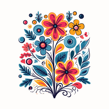 Adobe Illustrator Artwork Colorful flower india or asian type