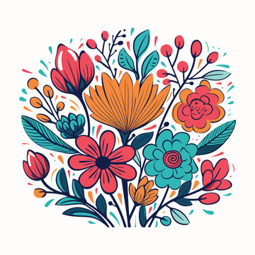 Adobe Illustrator Artwork Colorful flower india or asian type