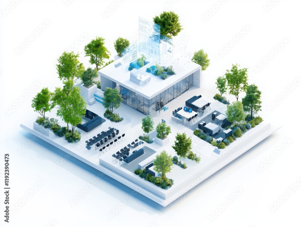 Poster virtual event planning environment focused on user experience digital space 3d visualization modern 