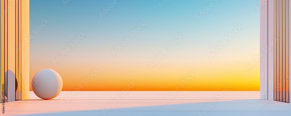 Poster symmetry gradient concept. a serene view through an architectural structure, showcasing a stunning s