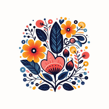 Adobe Illustrator Artwork Colorful flower india or asian type