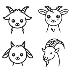 4 cute goats line design
