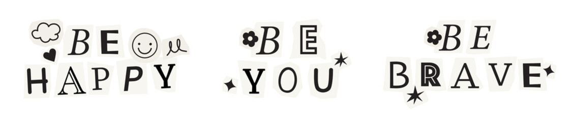 Word stickers png element set on transparent background