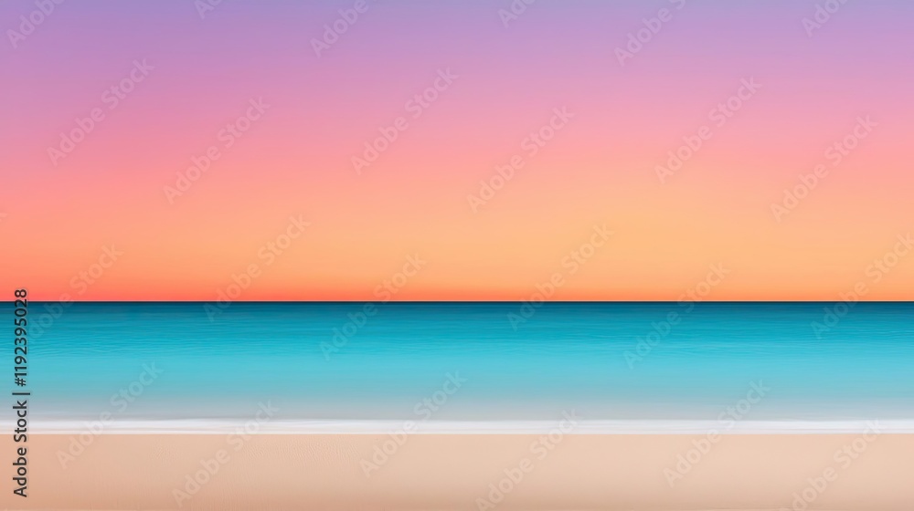 Poster vivid gradient concept. a serene coastal view showcasing a stunning gradient sky over tranquil water