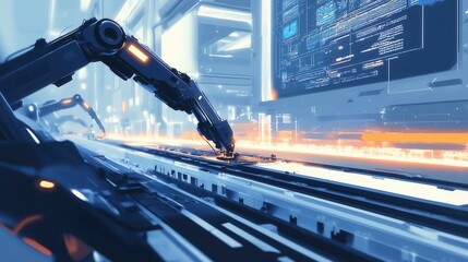 Robotic Arms Assembling Microchips in an Advanced Technology Facility