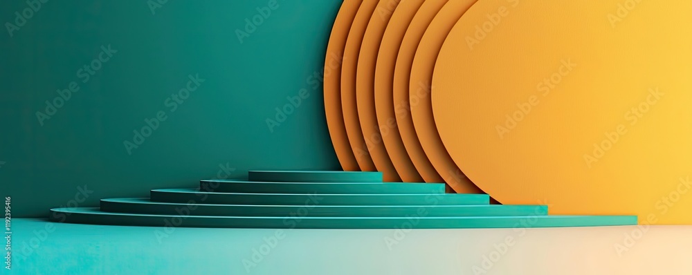 Poster Symmetry gradient concept. Abstract shapes in vibrant colors creating a modern, stylized background design.