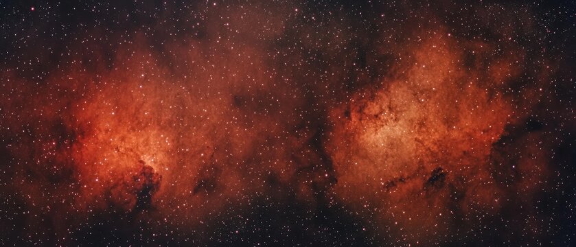 Detailed Widefield Image of the Soul Nebula in Cassiopeia, Red Emission Nebula with Stars.