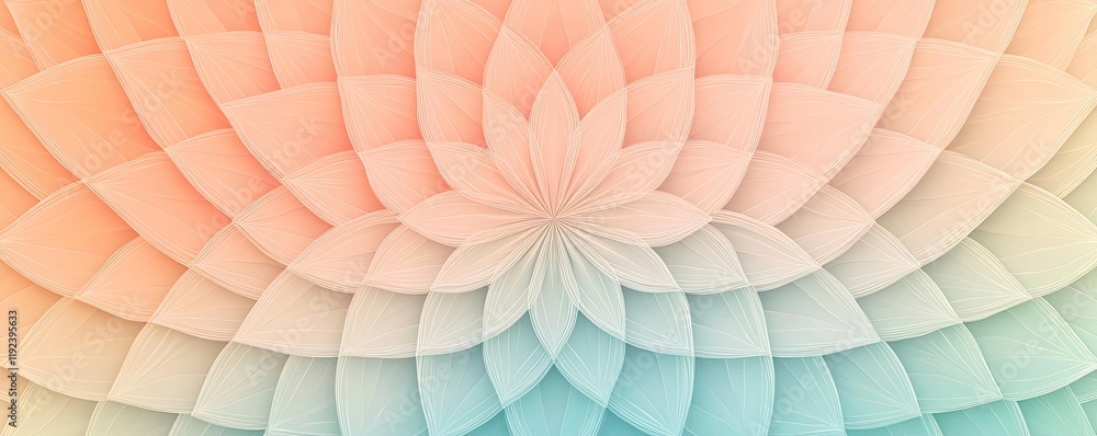 Poster minimal symmetry idea. elegant abstract design featuring layered floral patterns in soft pastel colo