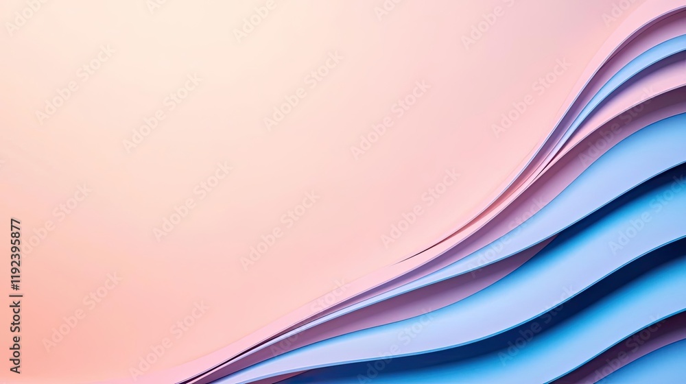 Poster Minimal symmetry idea. Abstract wave pattern in soft pastel colors, creating a modern and serene aesthetic.