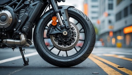 Obraz premium front Wheel of Heavy Bike