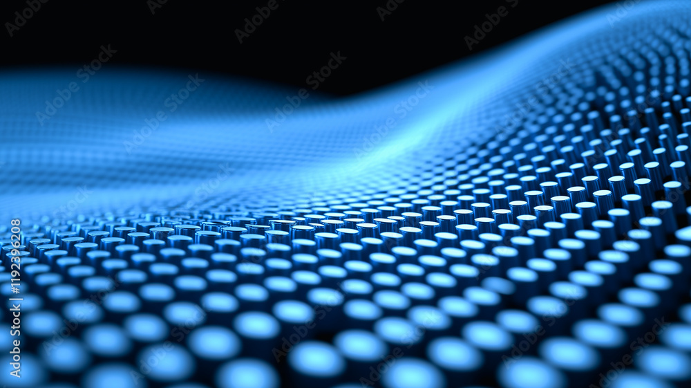 Poster abstract blue grid: a mesmerizing abstract image featuring a dynamic blue grid pattern forming undul