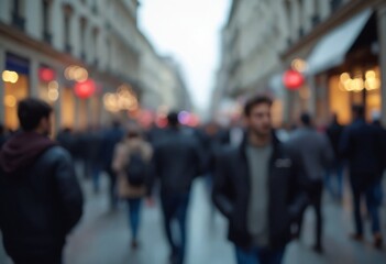 Blurred crowd of unrecognizable at the street - Abstract background