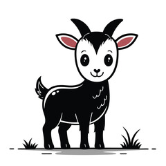 black little goat  simple outline icon