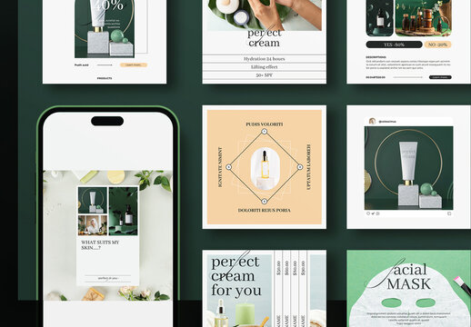 Skin Care Social Media Post Pack Template Design Layout