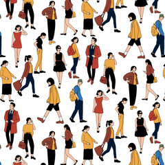 people illustration doing activity people vector pack seamless pattern background