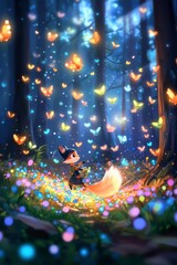 Obraz premium Enchanting Fox in a Magical Forest.