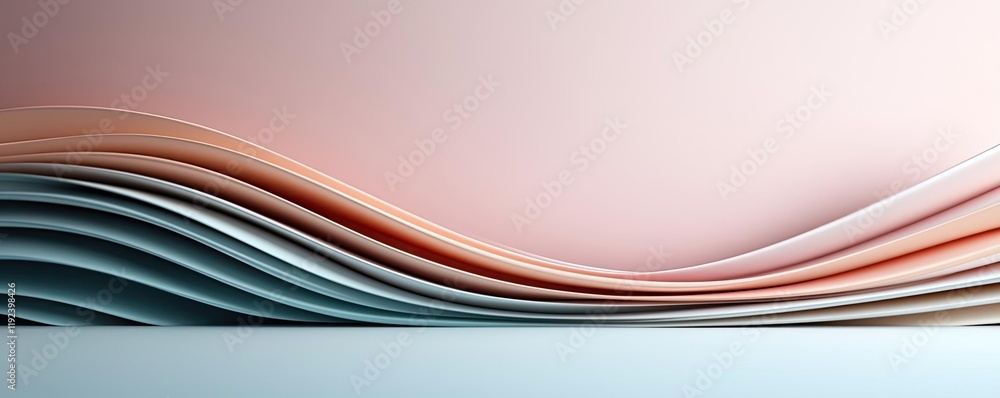Aufkleber Symmetry gradient concept. Abstract wave pattern design featuring layered pastel colors and smooth curves.