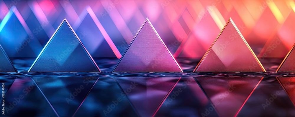 Poster Symmetry gradient concept. Vibrant abstract shapes with colorful lighting reflections creating a dynamic visual.