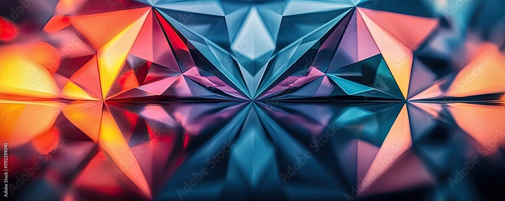 Poster Symmetry gradient concept. Vibrant geometric pattern with luminous reflections in rich colors and sharp details.