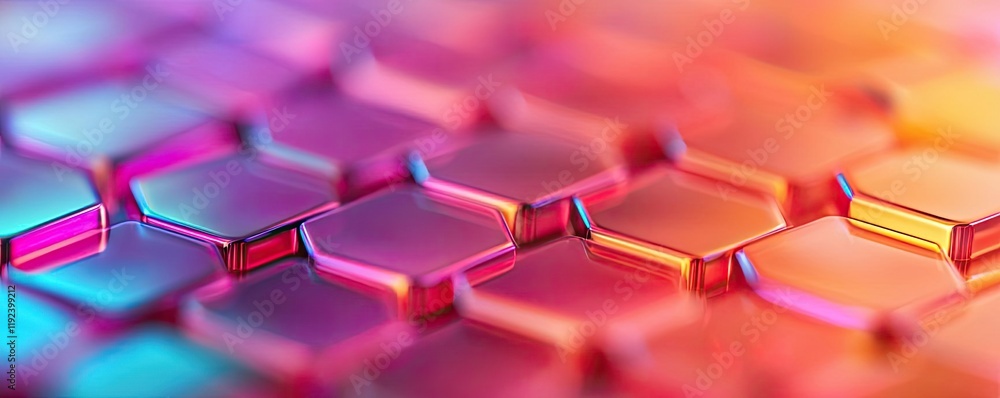 Poster Vivid gradient concept. Vibrant hexagonal patterns with colorful lighting for modern design projects.