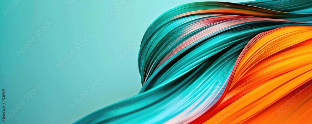 Poster Vivid gradient concept. Vibrant abstract waves in blue and orange create a dynamic visual experience.
