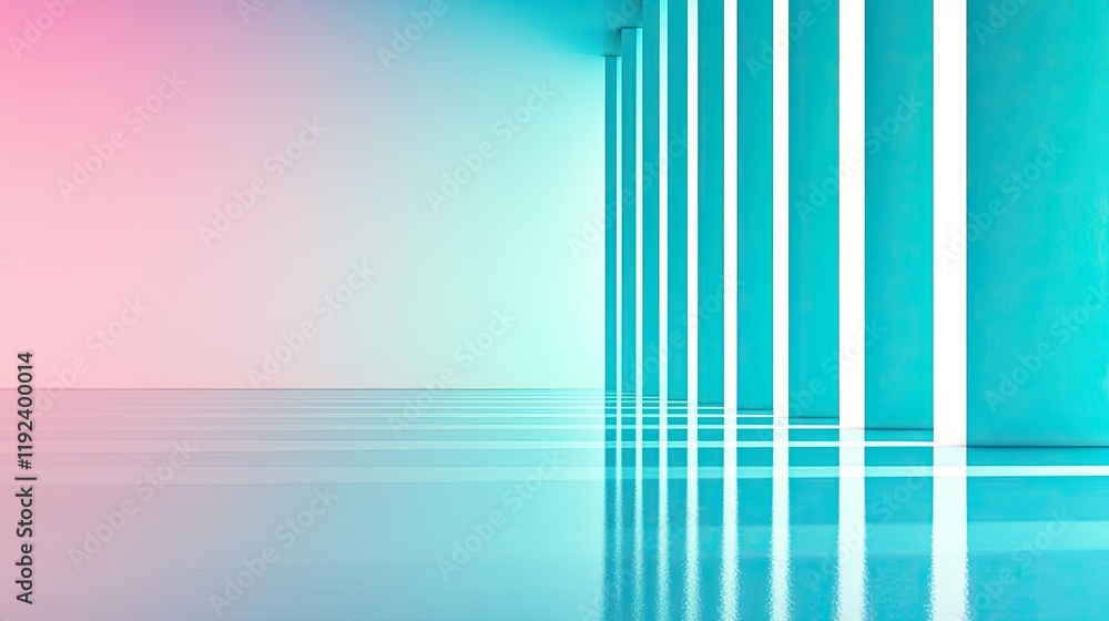 Aufkleber Minimal symmetry idea. Modern abstract architecture with contrasting colors and reflection on the surface.
