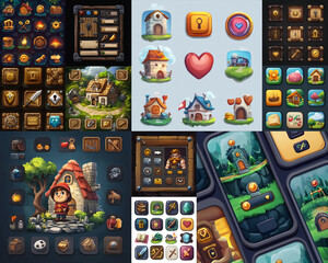 2D abstract gaming background illustration Casual game background environment for adventure or combat mobile game. cartoon style in game art background environment.