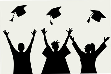 Graduation Celebration. Illustration of a group of graduates tossing their caps in celebration of graduation.
