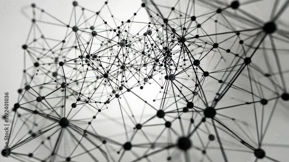 Poster dynamic abstract network of interconnected nodes and lines in motion