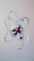 Atomic Structure: A 3D Rendering of an Atom's Nucleus and Orbitals