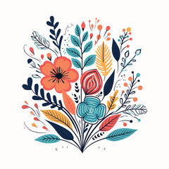 Flower sketch and tree vector shapes designs