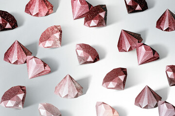 Red paper craft diamond patterned background