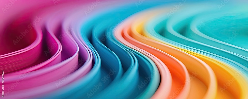 Poster Vivid gradient concept. Vibrant waves of colored paper create an artistic and dynamic abstract background.
