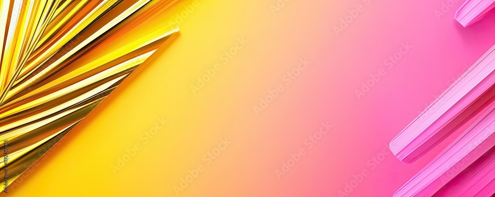 Poster Vivid gradient concept. Vibrant gradient background with abstract elements in shades of pink and gold.