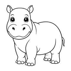 Fototapeta premium cute hippopotamus vector icon line for kids 