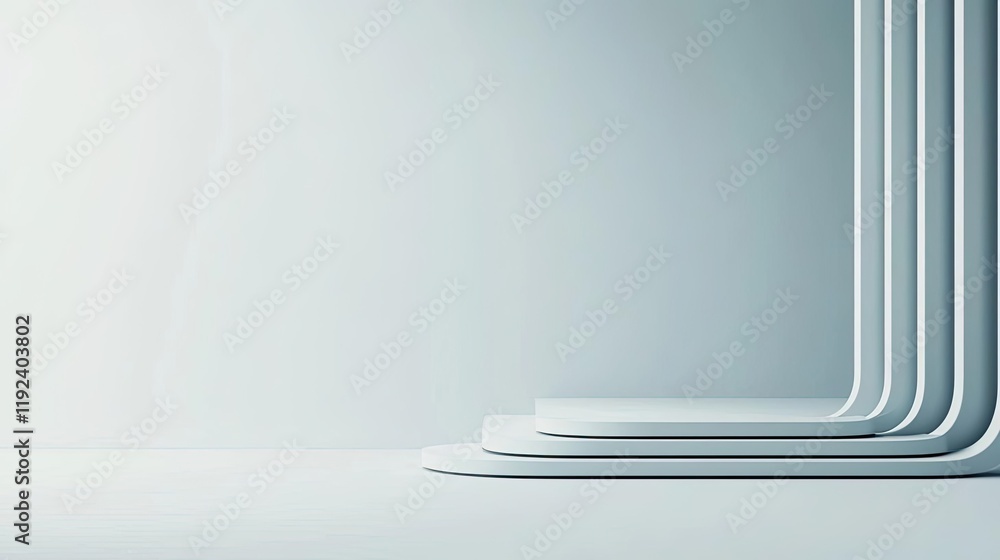Poster Symmetry gradient concept. Abstract composition featuring layered shapes and soft light in neutral tones.
