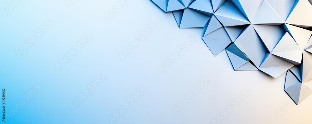 Poster symmetry gradient concept. abstract geometric background with blue and white shapes creating a moder