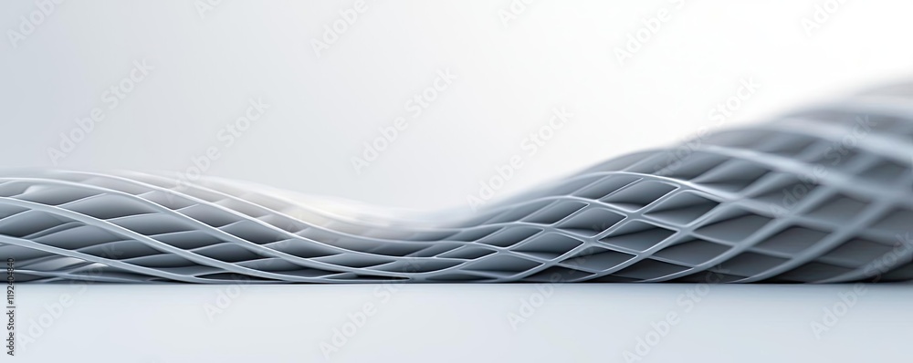 Poster Symmetry gradient concept. Abstract wave pattern in gray tones, showcasing modern design and 3D texture.
