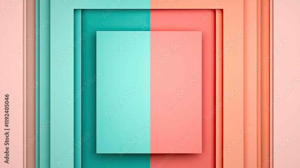 Poster Symmetry gradient concept. Abstract geometric design featuring contrasting colors and layered shapes.
