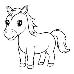 horse vector icon line for kids 