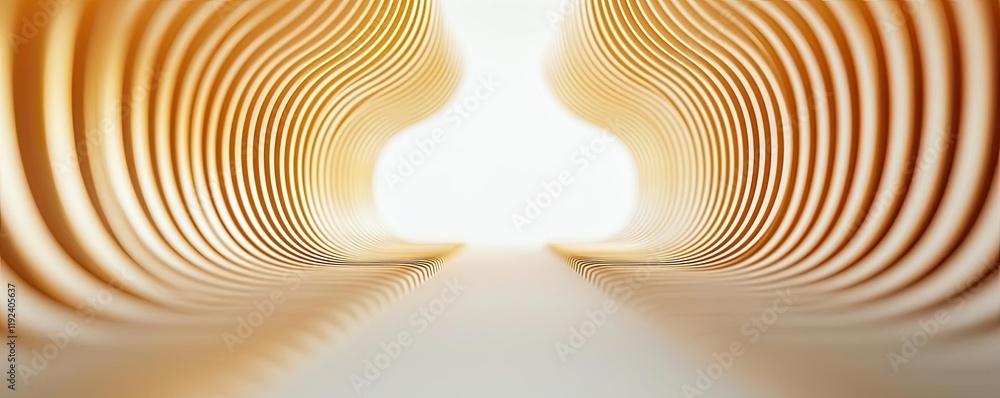 Poster Symmetry gradient concept. Abstract tunnel design with gradient lines leading to a bright light source.