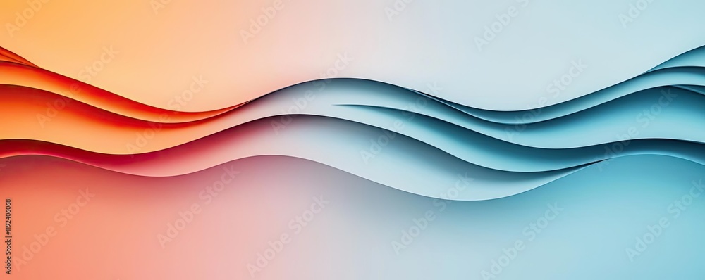 Poster Symmetry gradient concept. Abstract waves in vibrant colors, creating a smooth and modern design.