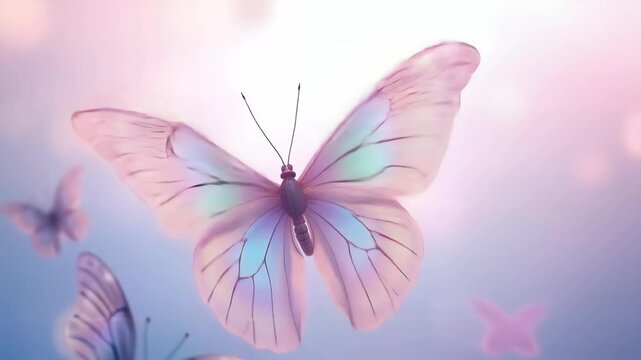 Delicate pink butterflies on a gradient background