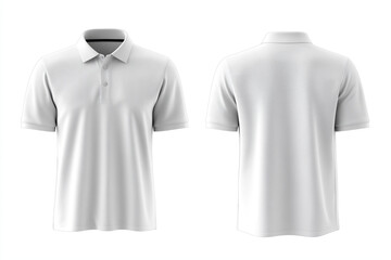 White polo shirts mockup front and back used as design template, isolated on white background with clipping path.