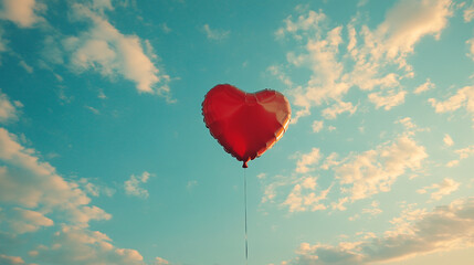 Obraz premium Heart-shaped balloon floating in the sky for Valentine's Day celebration