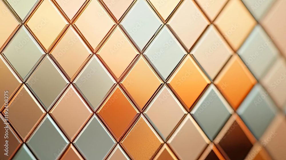 Poster Symmetry gradient concept. Abstract mosaic tiles in warm colors create a visually appealing design.