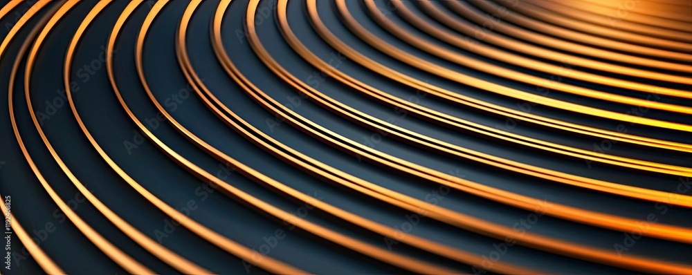 Poster Minimal symmetry idea. Abstract wave patterns in gold and black create a stunning visual illusion.