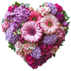 Beautiful Heart Shaped Floral Arrangement in Shades of Pink and Purple